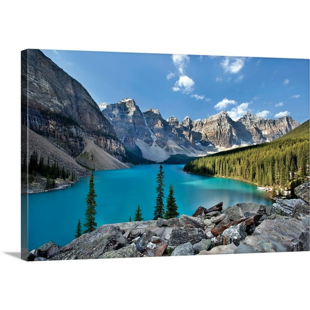 Canvas Wall Art Lake and Mountain Nature Pictures Large Canvas Artwork Moraine Lake Landscape Contemporary Wall Art Decor for Living Room Bedroom Decoration 20 x 40